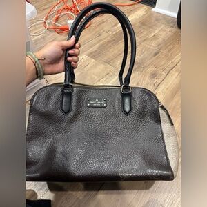 Kate Spade Grove Street Leather Satchel Brown and toupe Purse Bag